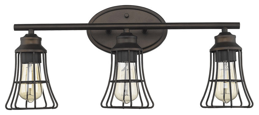 Three Light Bronze Cage Wall Light