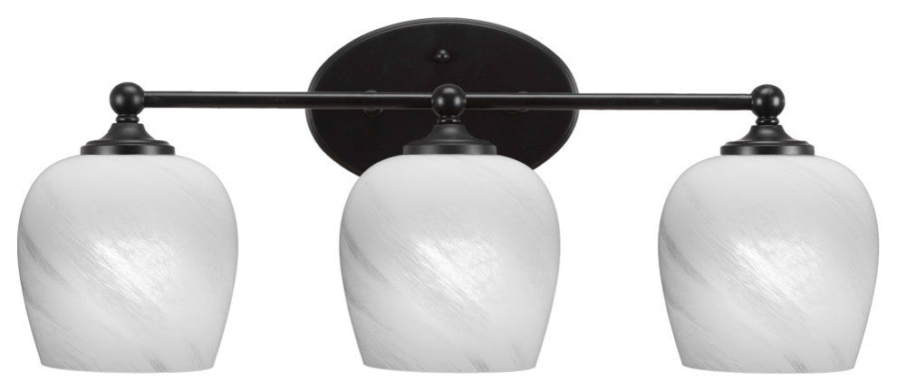 Capri 3-Light Bath Bar, Matte Black/White Marble