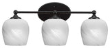 Capri 3-Light Bath Bar, Matte Black/White Marble