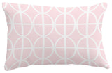 Ovals and Stripes Geometric Print Throw Pillow With Linen Texture, Pink, 14"x20"