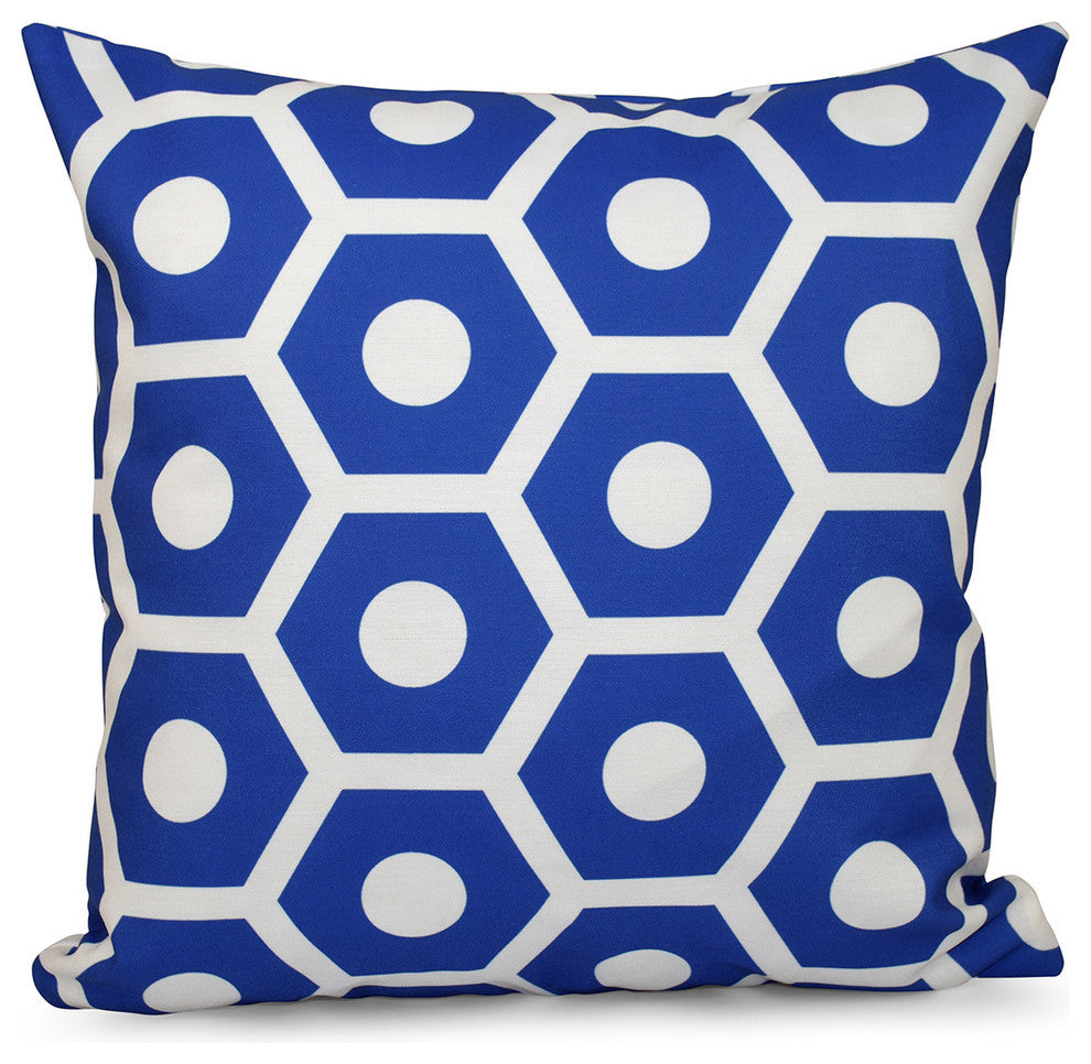 Geometric Decorative Outdoor Pillow, Dazzling Blue, 20"x20"