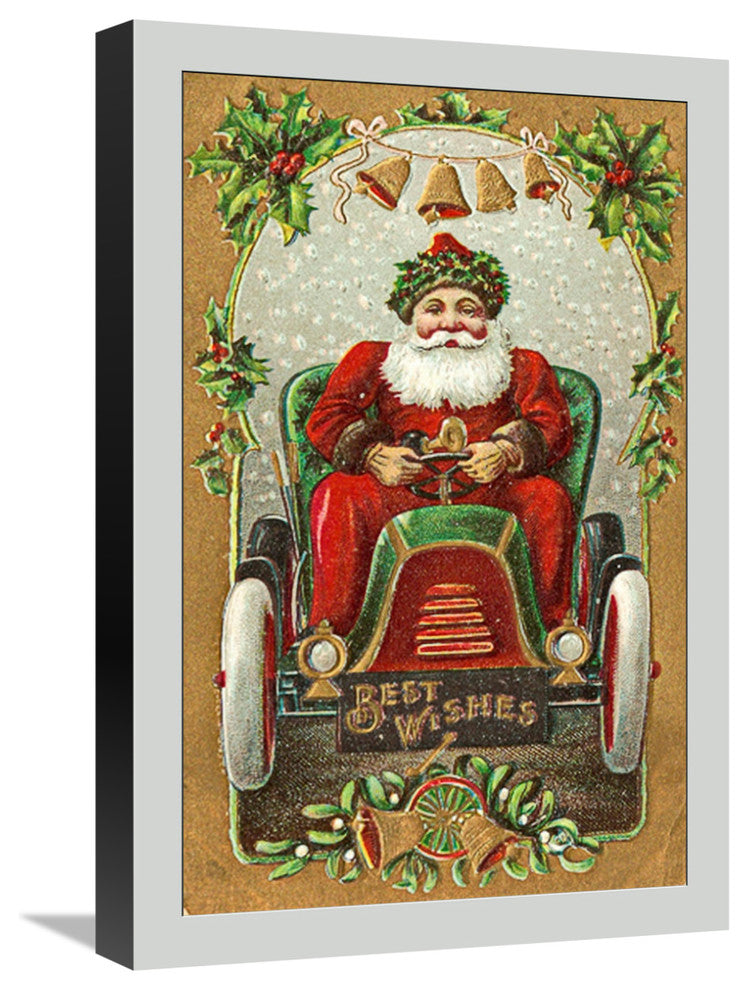 "Santa Litho in Car - Best Wishes" Canvas by Hollywood Photo Archive, 15x22"