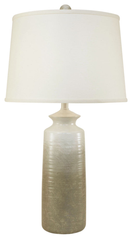 Tall Slender Gray Fade Pottery Table Lamp