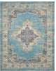7' X 10' Blue and Ivory Medallion Power Loom Distressed Area Rug