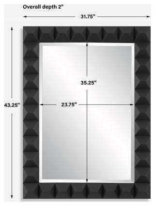 Uttermost 09941 Studded 31-3/4"W x 43-1/4"H Rectangular Beveled - Black