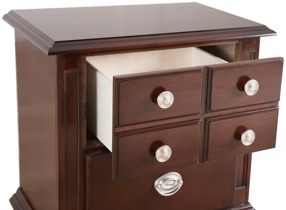 Summit 5 Drawer Cappuccino Nightstand, 27"x16"x24"