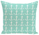 Anchors Away Coastal Print Outdoor Pillow, Aqua, 18"x18"