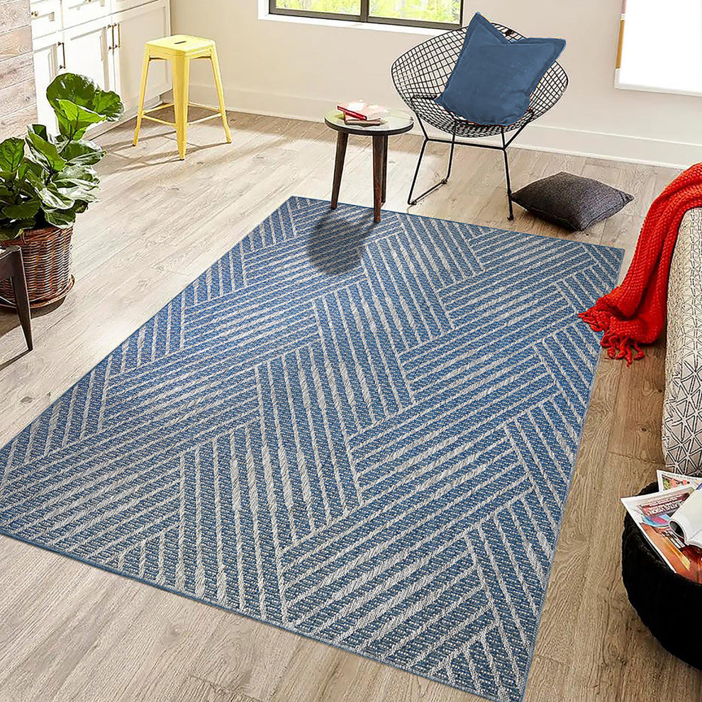 Maryland Abbel Indoor/Outdoor Area Rug, Blue, 8' x 10', Geometric