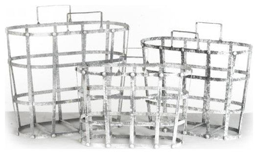 Traditional Metal Basket, 3-Piece Set