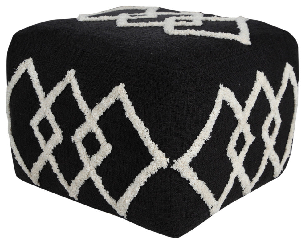 Textured Overlapping Diamonds Pouf Ottoman