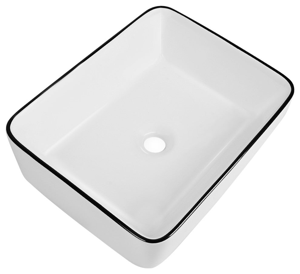 19"X15" Ceramic Rectangular Bathroom Vessel Sink Above Counter Sink