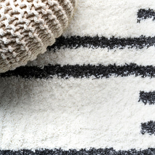 Petra Stripe Geometric Shag, White/Black, 3x5