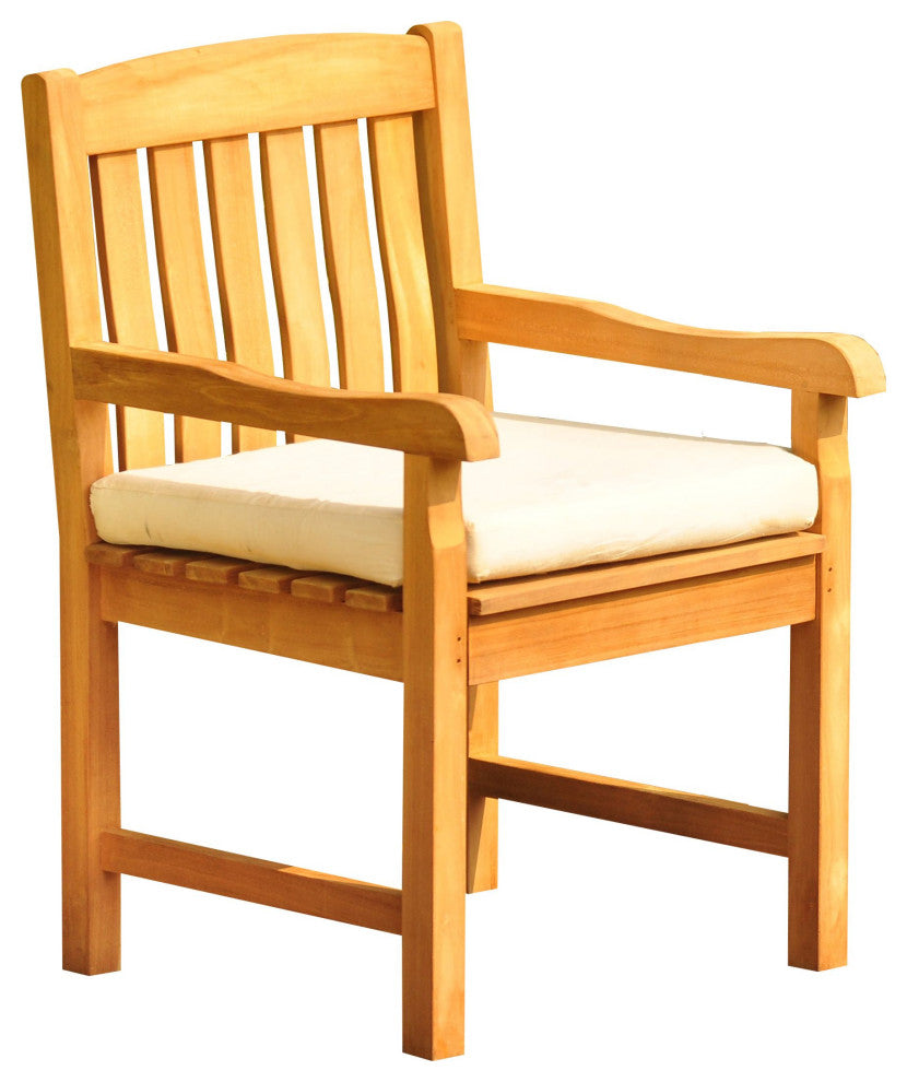 13-Piece Outdoor Teak Dining Set: 117" Masc Oval Extn Table, 12 Devon Arm Chairs