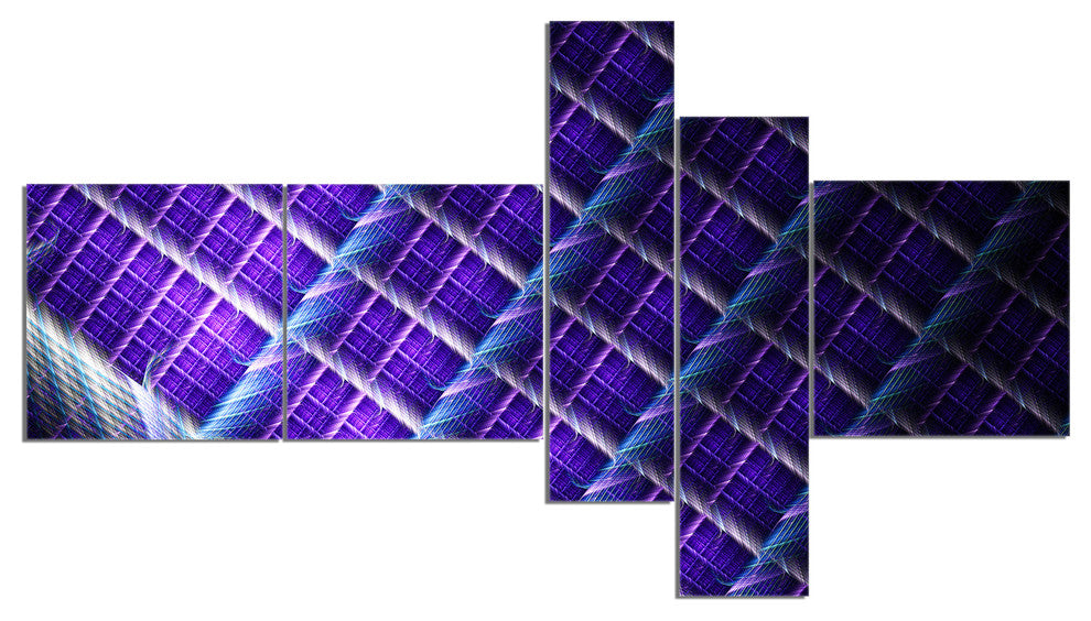 Light Purple Metal Grill, Abstract Art on Canvas, 60"x32", 5 panels