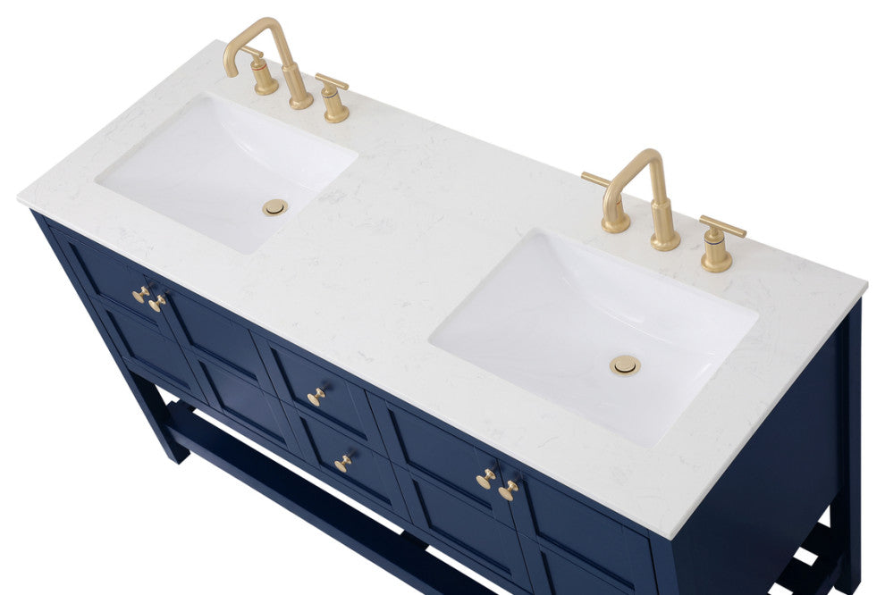 Tucker Blue 60" Double Sink Bathroom Vanity