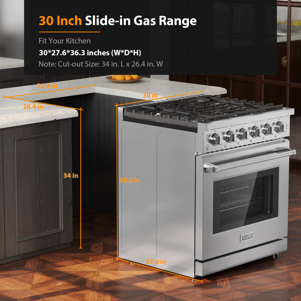 30" 4.5 cu. ft. Slide-in Single Oven Gas Range With 5 Burners