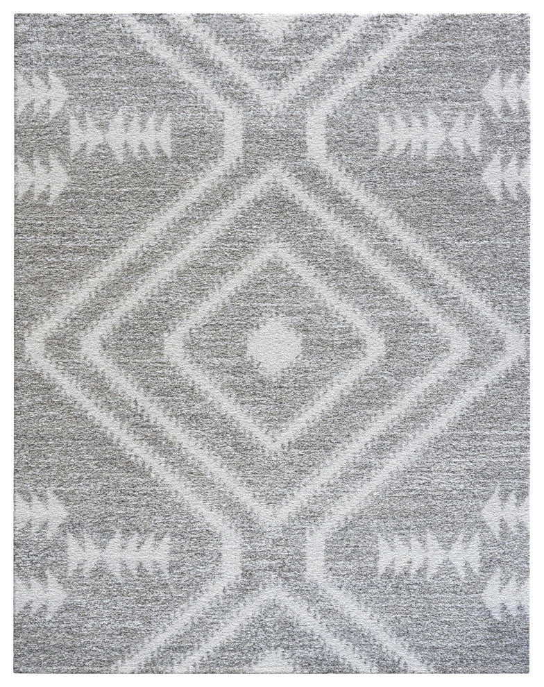 Granada Galen Gray and Ivory Olefin Shag Area Rug