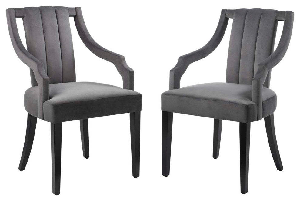 Virtue Performance Velvet Dining Chairs, Set of 2, Gray
