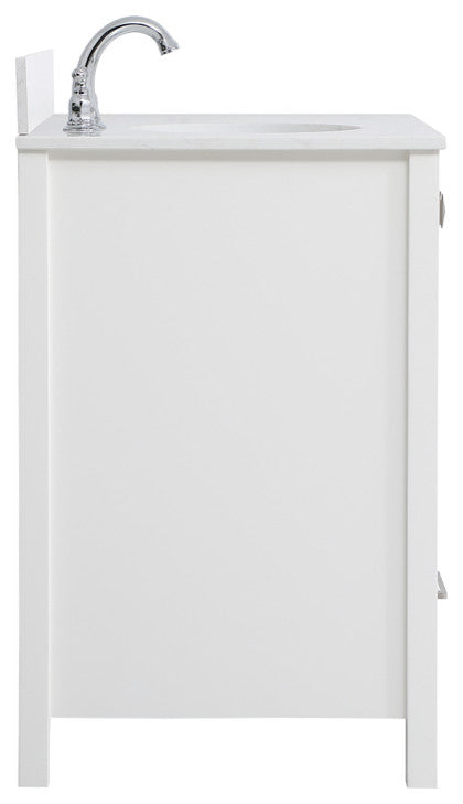 Iris 36" Single Bathroom Vanity, White With Backsplash