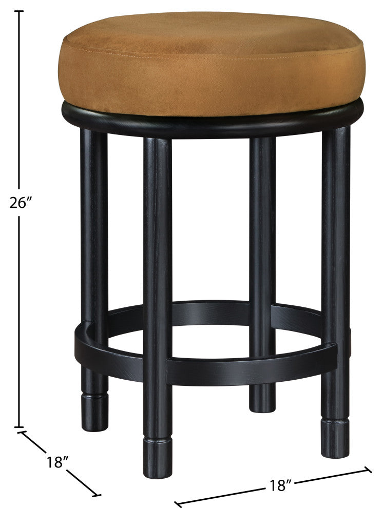 Monette Upholstered Bar and Counter Stool, Saddle, Velvet, Black Finish