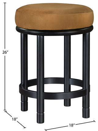 Monette Upholstered Bar and Counter Stool, Saddle, Velvet, Black Finish