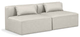 Cube Upholstered Modular Sofa, Cream, 2-Piece: 2 Armless Chair, Vegan Leather