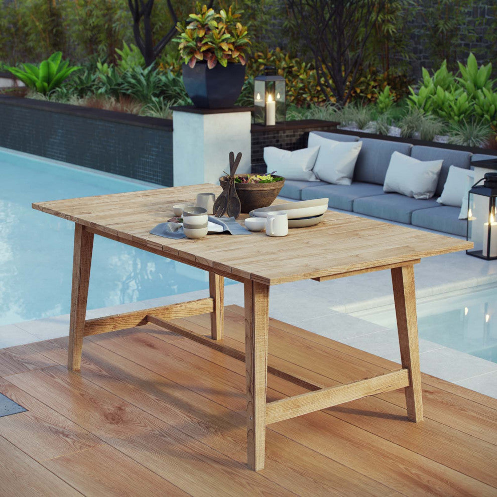 Modway Dorset Outdoor Patio Teak Dining Table, Natural