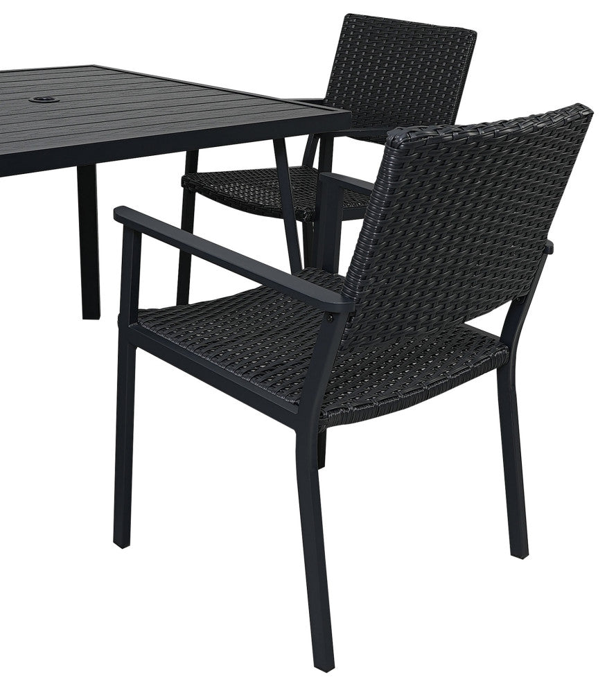 5 Pieces Outdoor Patio Wicker Dining Table Set With Umbrella Hole