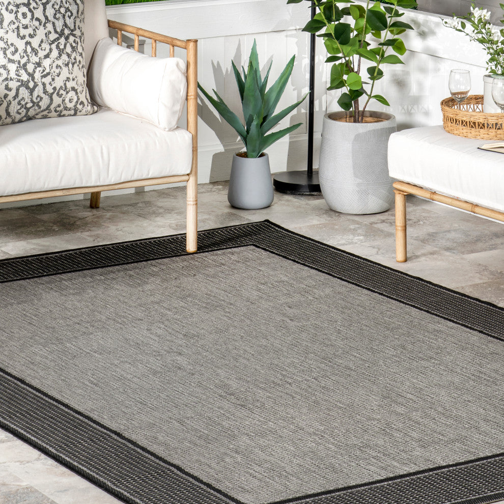 Nuloom Indoor/Outdoor Machine Made Area Rug, Grey 5'3"x7'6"