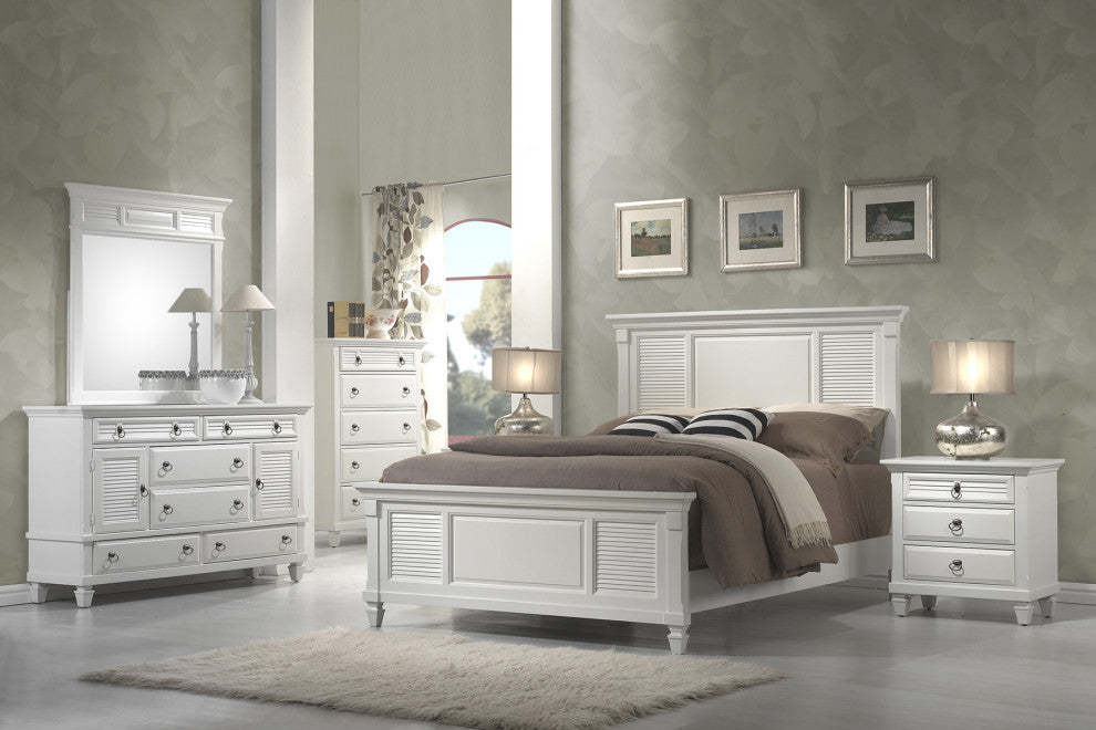 Winchester California King Shutter Panel Bed, White