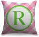 "Letter R - Circle Plaid" Pillow 16"x16"