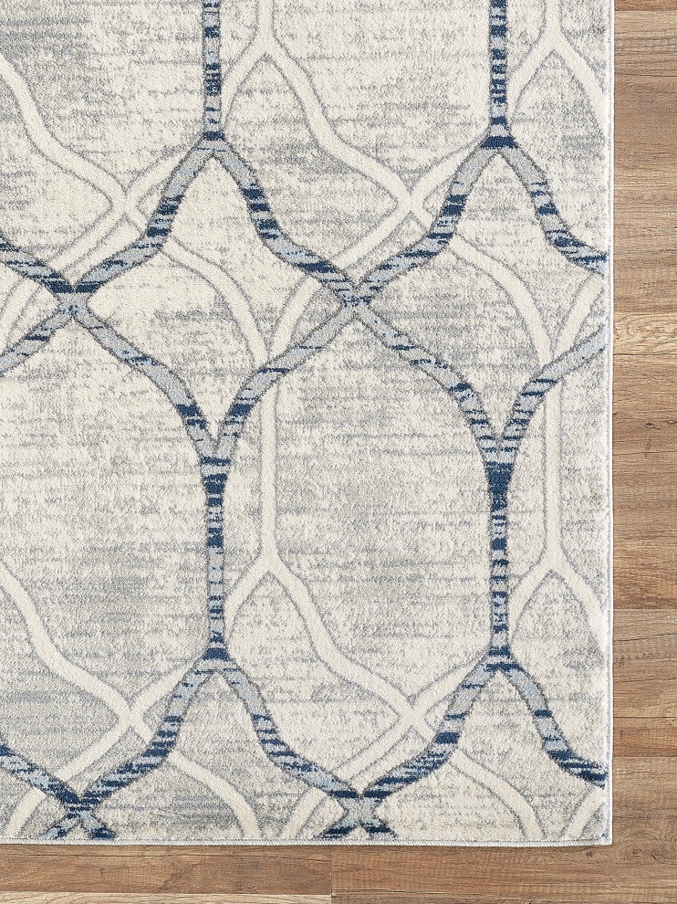 Abani Arto ART130A Geometric Trellis Ivory and Grey Area Rug