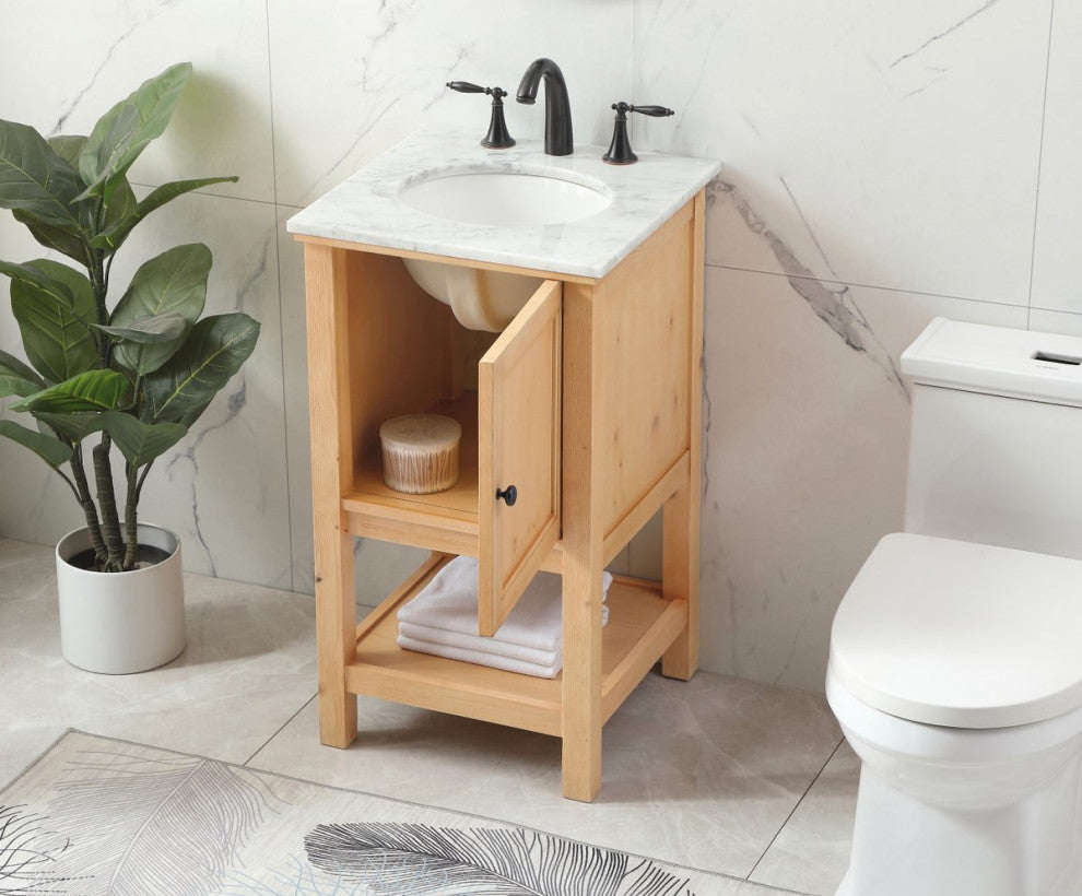 Matilda 19" Transitional Natural Wood-Light Bathroom Vanity
