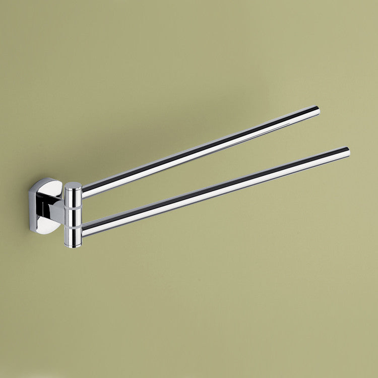 14" Double Swivel Polished Chrome Towel Bar