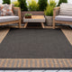 Elgin Transitional Striped Border Black/Gold Indoor/Outdoor Area Rug, 8'x10'