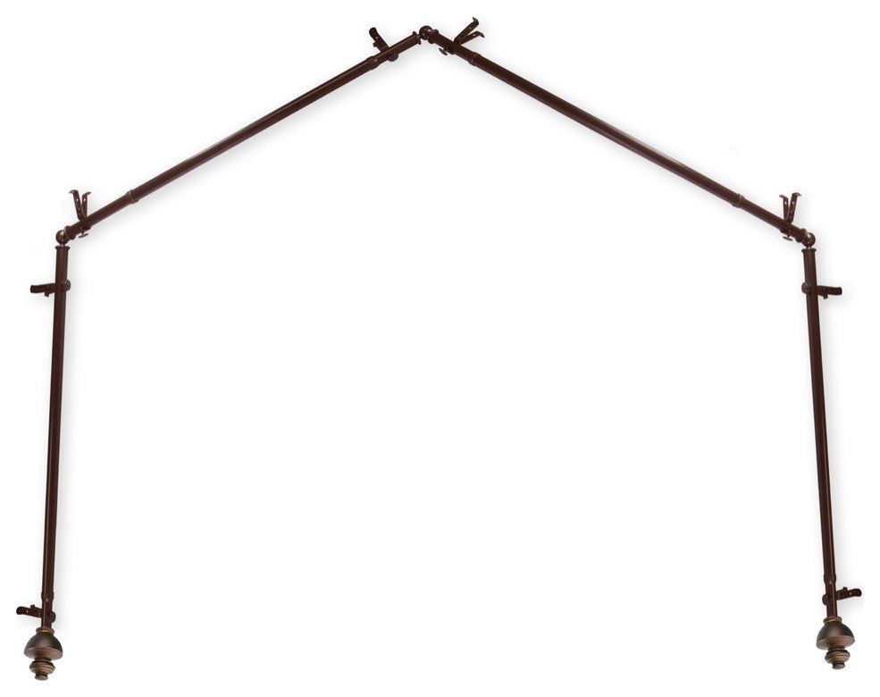 Madalena 13/16" 4-Sided Bay Window Curtain Rod, Cocoa