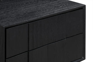 Carnaby 2 Drawer Nightstand, Black Brushed Oak And Bronze