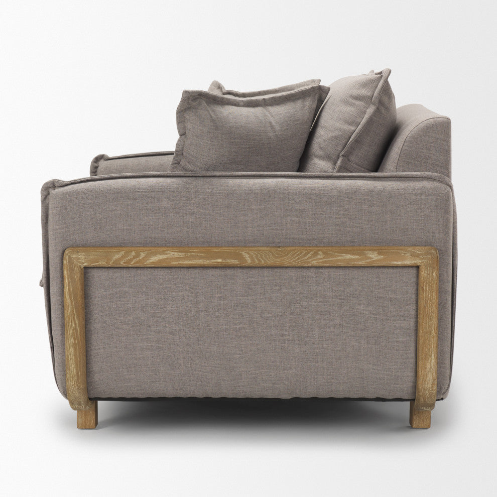 Roy II Flint Gray Upholstered and Brown Wood Frame Arm Chair
