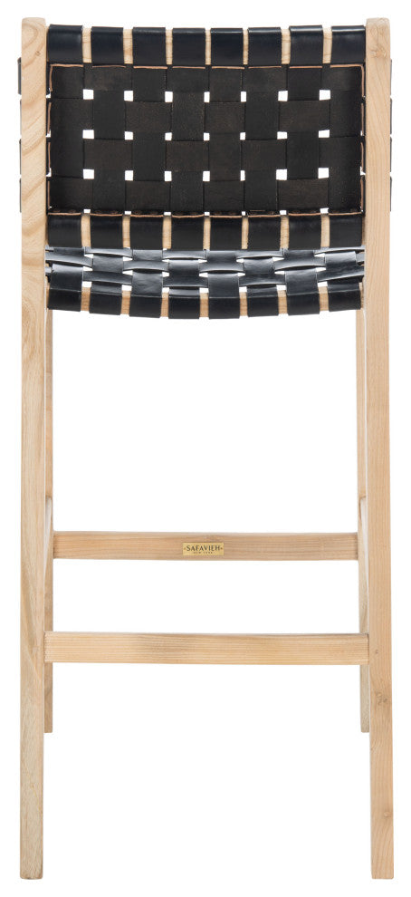 Safavieh Adah Leather Bar Stool, Black / Natural