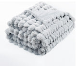 Spandex Striped Heavy Faux Fur Throw Blanket, Silver Grey