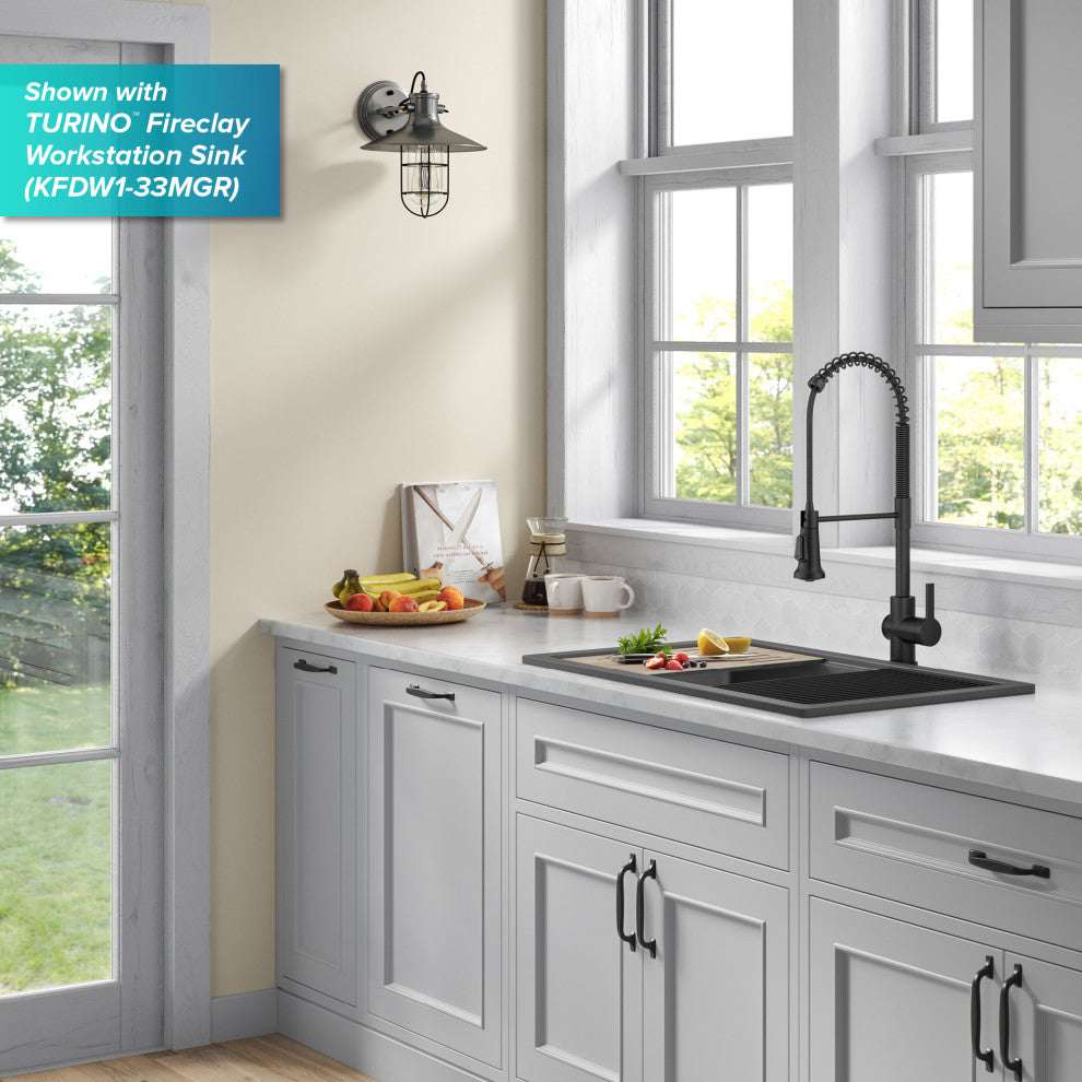 Britt Commercial Style 3-Function Pull-Down 1-Handle 1-Hole Kitchen Faucet, Matte Black (Touchless Ksf-1691mb)