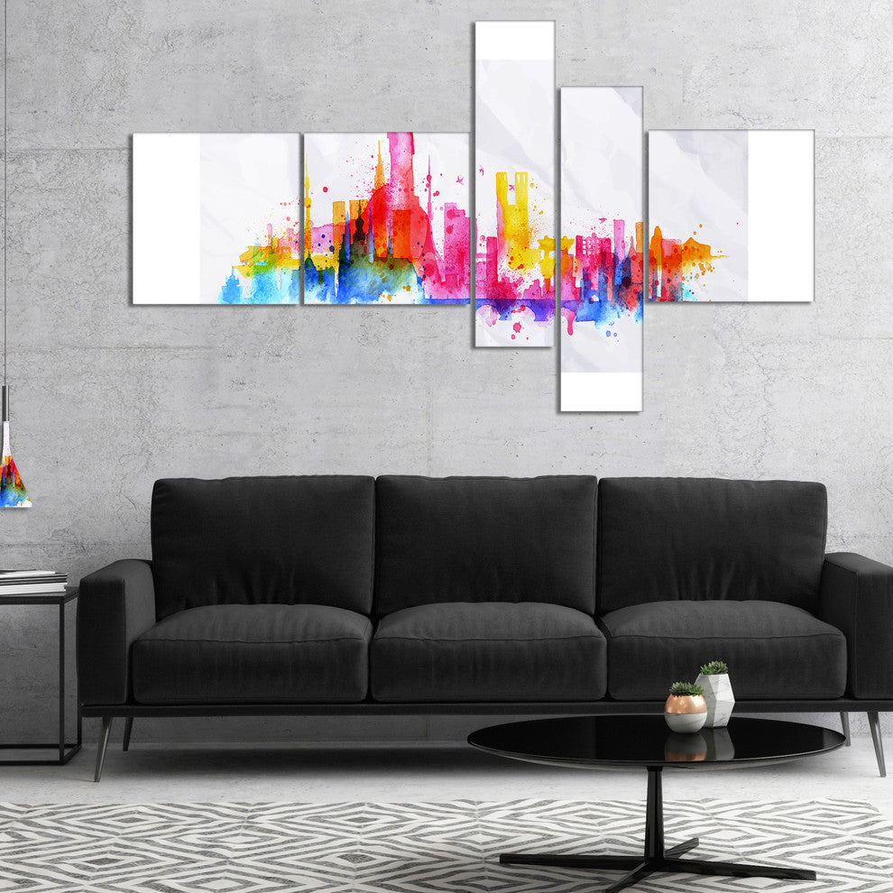 Rio de Janeiro Skyline, Cityscape Canvas Artwork Print, 60"x32", 5 panels