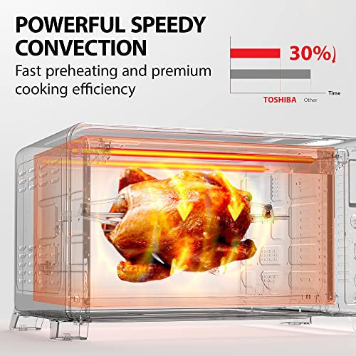 AC25CEW-BS Large 6-Slice Convection Toaster Oven Countertop, 10-In-One with, Speedy 10-in-One