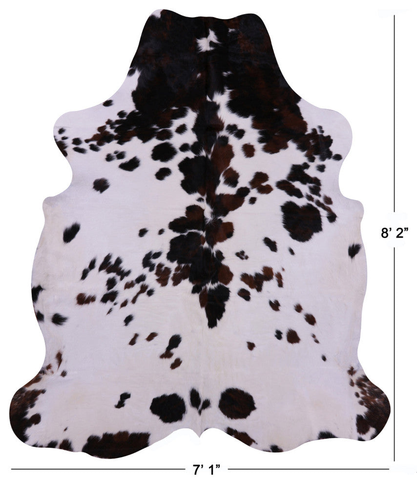 8' 2" X 7' 1" Tricolor Natural Cowhide Rug C2371