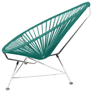 Acapulco Indoor/Outdoor Handmade Lounge Chair, Turquoise Weave, Chrome Frame