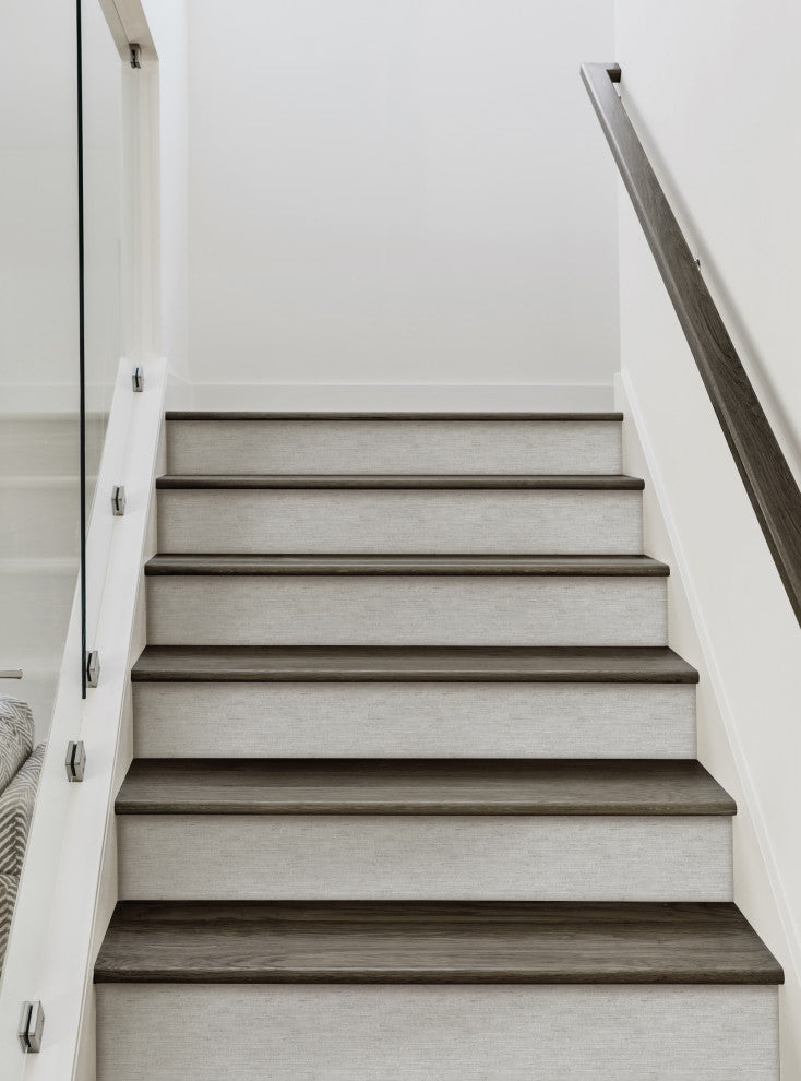 Canvas Look Peel and Stick Stair Riser Strips, Light Gray, 48"x6", Set of 6
