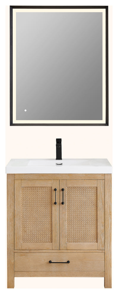 Bondi Single Bath Vanity, Light Brown, 30inch, With Mirror