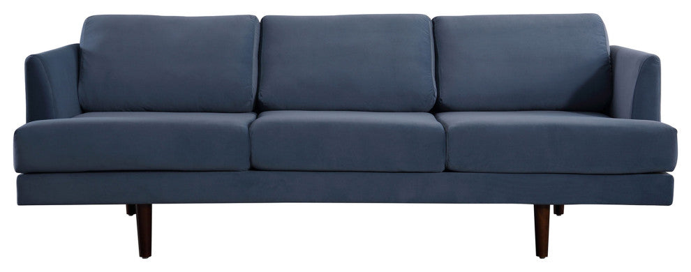 Minae Modern Contemporary Velvet Sofa, Blue