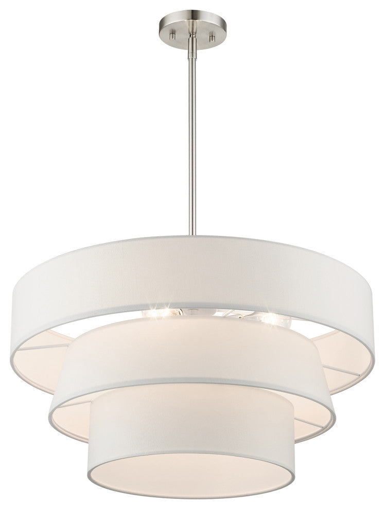 Livex Lighting Warrenville 4-Light Brushed Nickel Pendant Chandelier