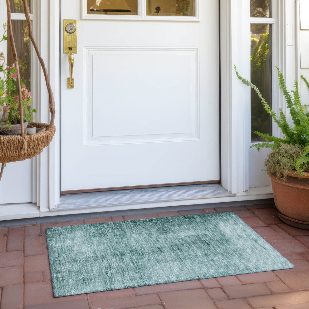 Machine Washable Indoor/Outdoor Chantille ACN1884 Teal 1'8" x 2'6" Rug